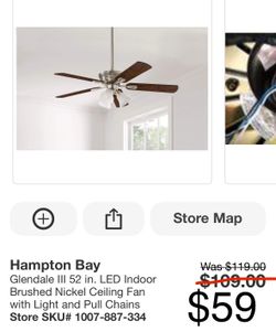 52 in Brushed Nickel Ceiling fan