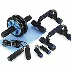 5-in-1 ABS Wheel Roller Kit ABS Roller Push-Up Bar, Jump Rope, Hand Grip