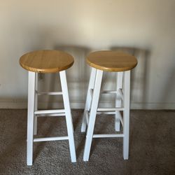 Winsome Wood Element 24" Counter Stools Set of 2 - Natural Seat / White Legs