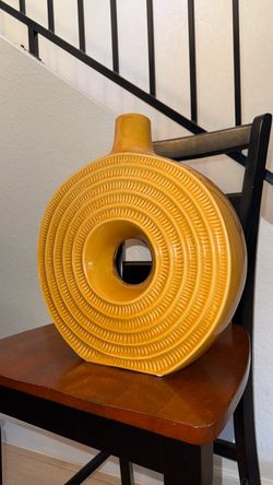 Mustard Yellow Ceramic Donut Vase