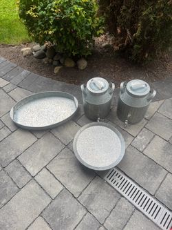 Galvanized water holders, tray, cookie tree