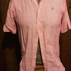Polo Ralph Lauren Mens Short Sleeve Linen Shirt. Size Medium
