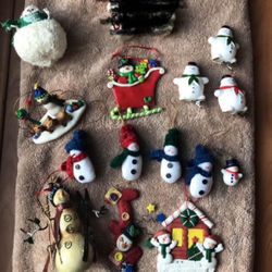Collection of 14 Snowman Ornaments