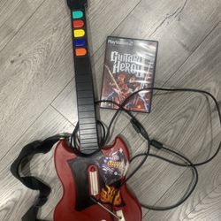 Wired Guitar Controller With Strap And Guitar Hero II For Play Station 2