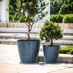 Essex glazed indoor/outdoor planter set of 2, marine blue ，PL2032-M