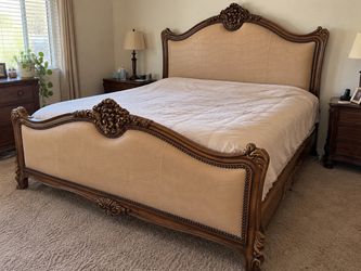 King Size Solid Headboard Bed Frame w Footboard & Base - $100 OBO
