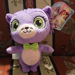 NIKELODION LITTLE CHARMERS SEVEN KITTY CAT PURPLE STUFFED PLUSH TOY 7"