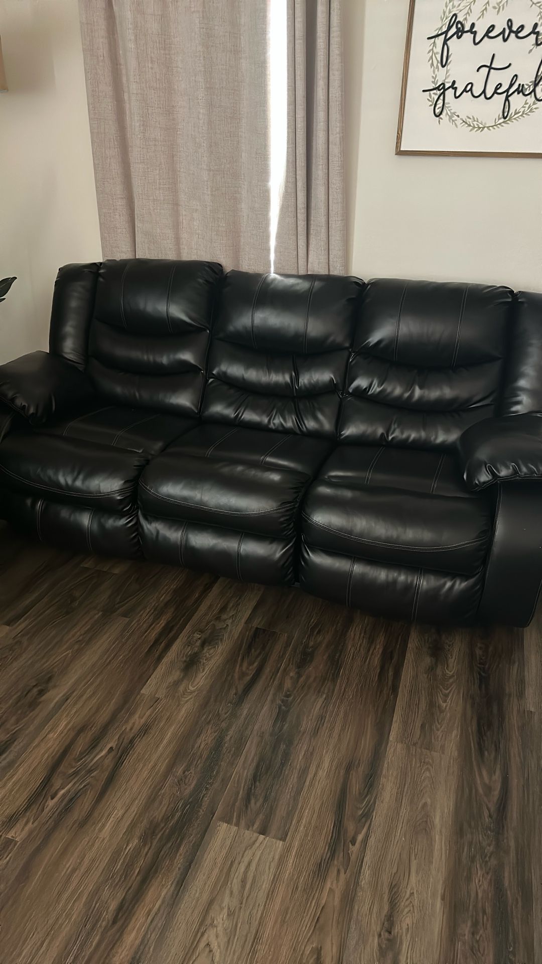 Black Fauk Leather Sofa And Love Seat