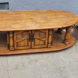 Oval Wood Table With Storage