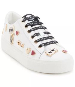 Karl Lagerfeld White Low-Top Sneakers with Pins