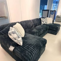 Midnight-Madness Gunmetal 3-Piece Double Chaise Sectional