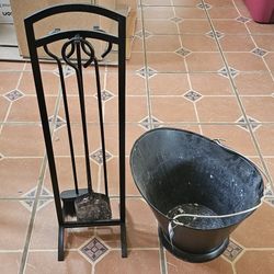 Fireplace Poker And Ash Bucket