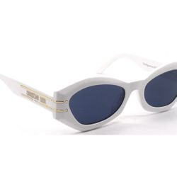 NEW CHRISTIAN DIOR SIGNATURE B1U 5080 WHITE/BLUE LENS AUTHENTIC SUNGLASSES 55-20