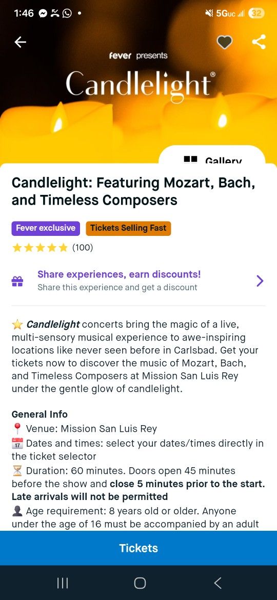 Candlelight Concert Ticket