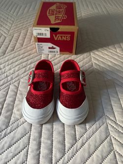 Vans Mary Jane Red Glitter Toddler Shoes 4C