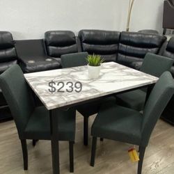 $239 No Tax 5-Pc Wool Fabric Dining Set