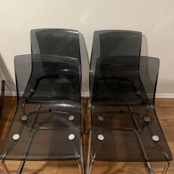 4 Acrylic IKEA Chairs Smoke