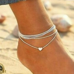 Silver Color Heart Anklet