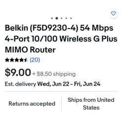Belkin wireless G plus MIMO ROUTER (FSD 9230-4)