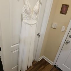 Wedding Dress Floral V Neck