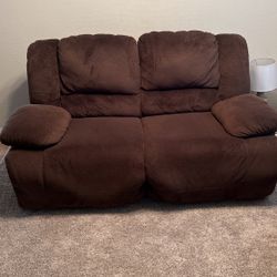 Dark Brown Microfiber Love Seat Recliner