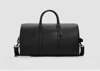 Coach Venturer Black Leather Weekender Duffle Bag – New
