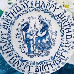 HAPPY 1974 BIRTHDAY VINTAGE CROWNFORD CHINA CO. ENGLAND Cake plate