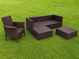 Beautiful Rattan Patio Set with Glass Top Table