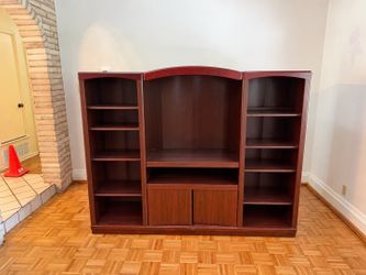 Large Cherry Wood Entertainment Center / Wall Unit with Shelves & Storage