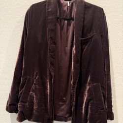 Free People Velvet Open Front Blazer Size Xs