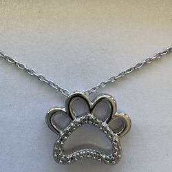 New Sterling Silver Diamond Furrr In Mama Necklace 