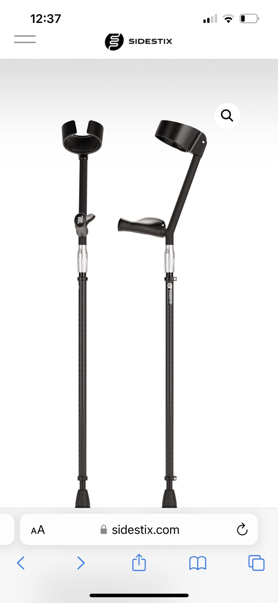 Sidestix carbon fiber forearm crutches