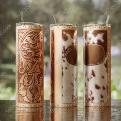 Western Leather Cow Tumbler