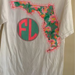 Florida girl Summer Tee White with multi color trim