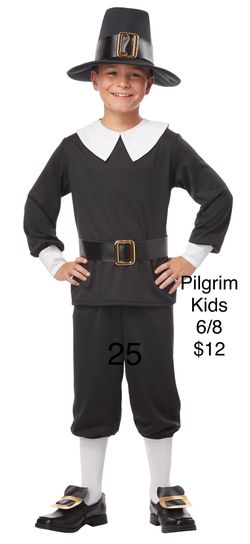 Kids Pilgrim Thanksgiving Costume / Disfraz de Peregrino 6/8 School Play
