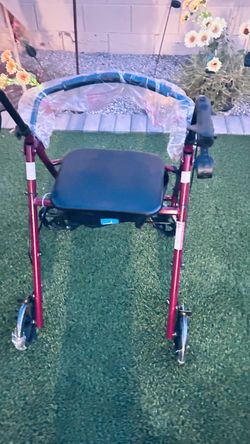Red Rollator Walker with Seat