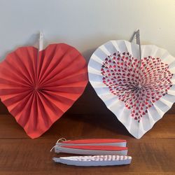 Set of 5 Valentine’s Day Hearts Paper Accordion Decorations 13.25” long