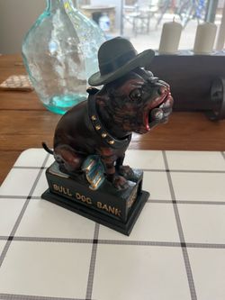 Cast Iron Bull Dog Bank Figurine