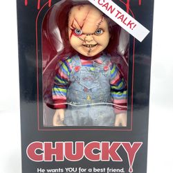 Mezco 15 Inch Talking Chucky Doll Scarred Face horror