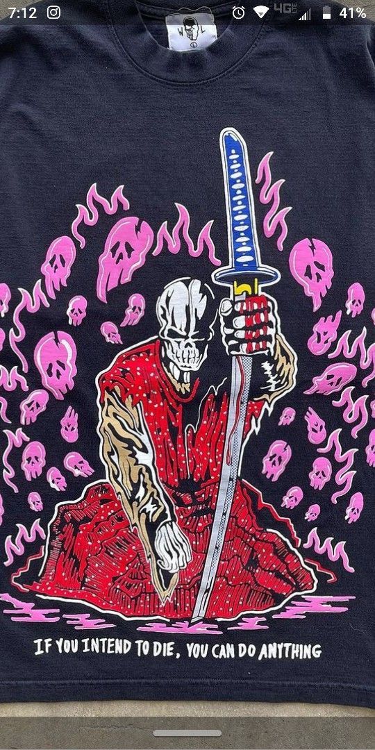 Warren Lotas Samurai T-shirt XXL (Pink Skulls)