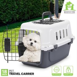 18 Inch Pet Plastic Travel Carrier - Up to 10 lbs