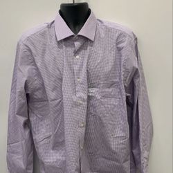 NWT Van Heusen Men's Purple White Plaid Shirt Sz 17 1/2 34/35 MSRP $55