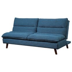 Beautiful Blue Or Gray Textured Fabric Sofa / Futon
