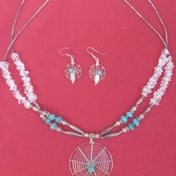 Beautiful Old Woman's/ Lady's TURQUOISE Necklace & Earrings Set