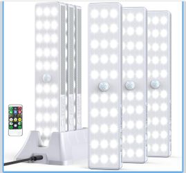 LED Closet Light with Charging Station, 6 Pcs 30LEDs 8'' Dimmer Rechargeable Motion Sensor Under Cabinet Lighting, Stick-Anywhere Night Light for Ward
