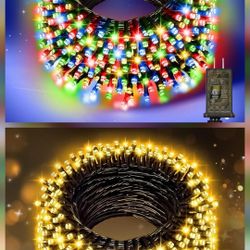 66Ft 200 LED RBG Or Warm White Color Christmas String Lights, Multicolor Fairy Lights, 8 Modes Plug in Christmas Tree Lights for Indoor Outdoor