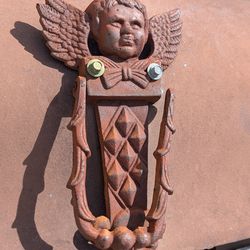 Victorian Cherub Angel 8” Rustic Antique Style Cast Iron Door Knocker