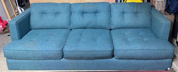 Blue burlap couch