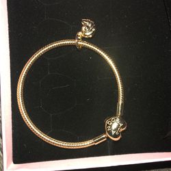 14k Gold Plated Pandora Bracelet With Mermaid Charm