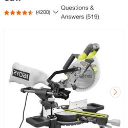 Miter Saw.  7-1/4. Compound Sliding  Ryobi. Like New
